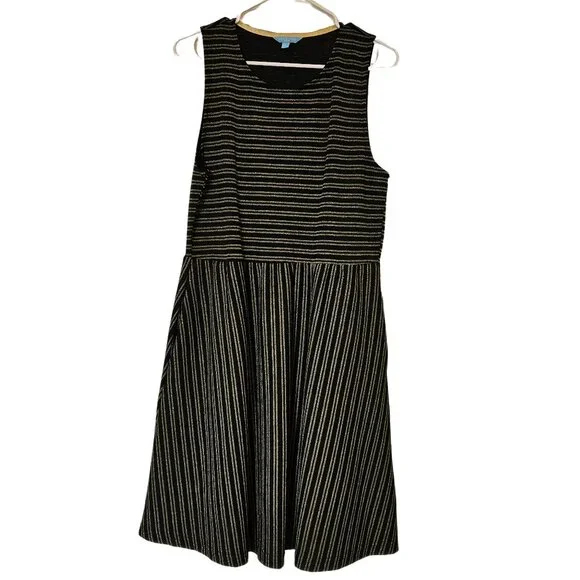 Draper James RSVP Gold and Black Sleeveless Dress - Picture 1 of 6